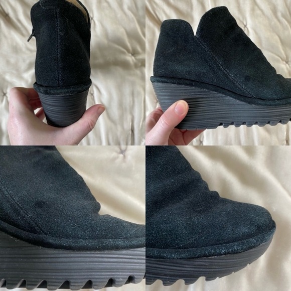 Fly London Yip suede wedge bootie in Diesel Oil Suede black 39 - Picture 13 of 16